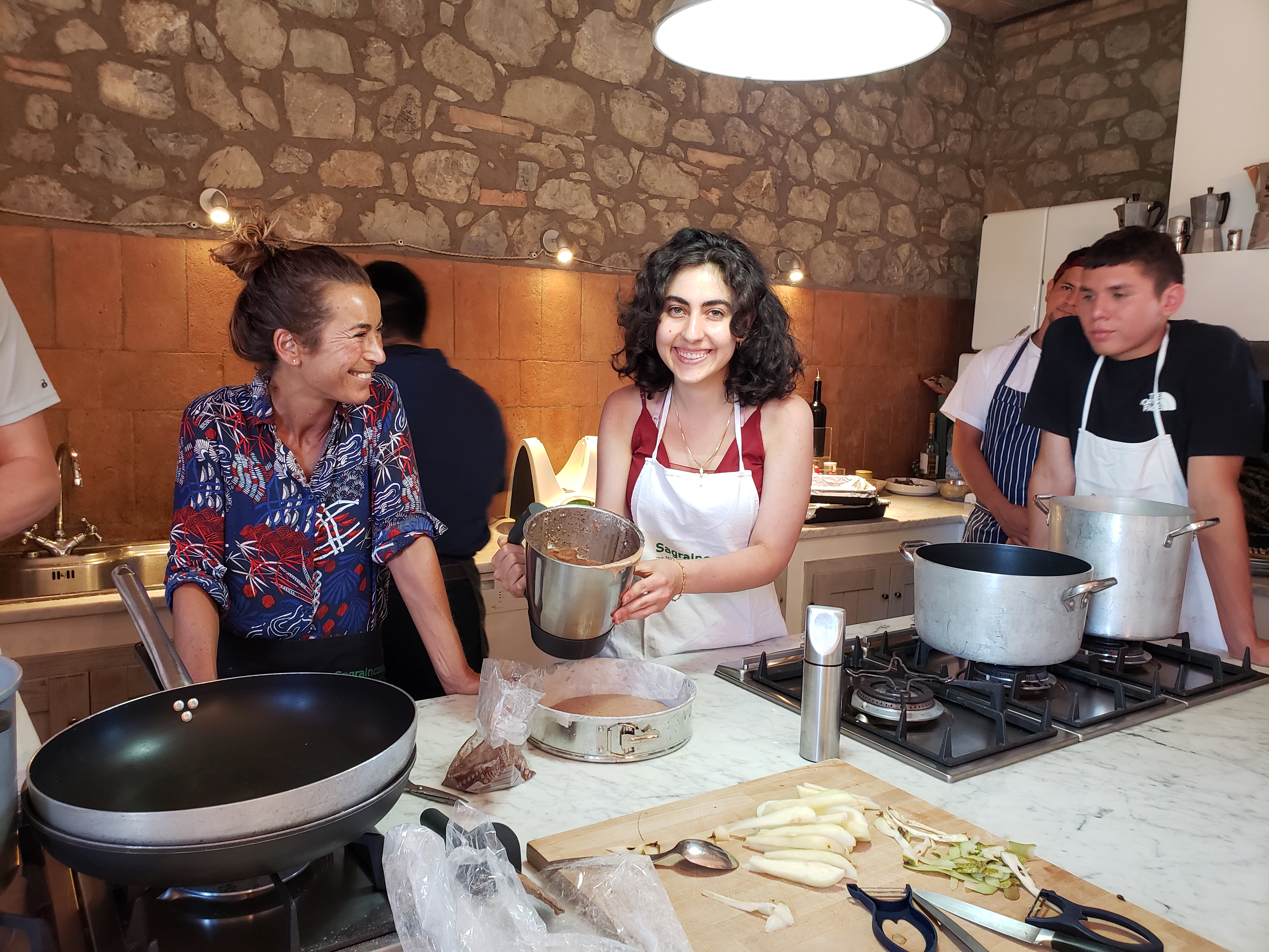 Students in a cooking class in Italy