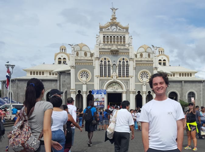 UA Study Abroad Student Brenden Barness in Costa Rica, Basilica square in background. UA Study Abroad Student Brenden Barness in Costa Rica, Basilica square in background.