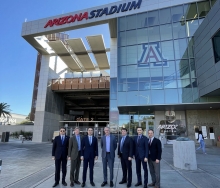 The delegation from Kazakhstan at Arizona Stadium, after touring the Richard F. Caris Mirror Lab.