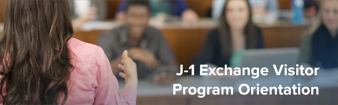 Graduate lecturer teaching students. J-1 Exchange Visitor Program Orientation.