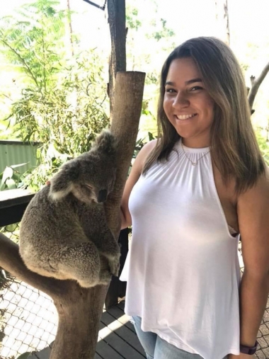 Study Abroad alum Dominique with a Koala Study Abroad alum Dominique with a Koala