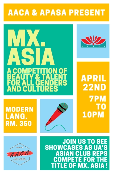 MX Asia Competition April 22, 7-10 pm in Modern Language building room 350