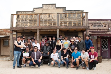 Dennis and UFO Film Club members on a Western Movie set in Tucson, Arizona